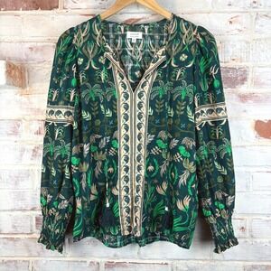 Jigsaw Floral Botanical Cotton Tassel Blouse US 4 UK 8 Boho, cottagecore, art
